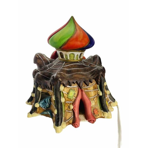 Spooky Hollow SPIDER CIRCUS Tent Halloween Blink Light House Bisque Vintage - Picture 4 of 12